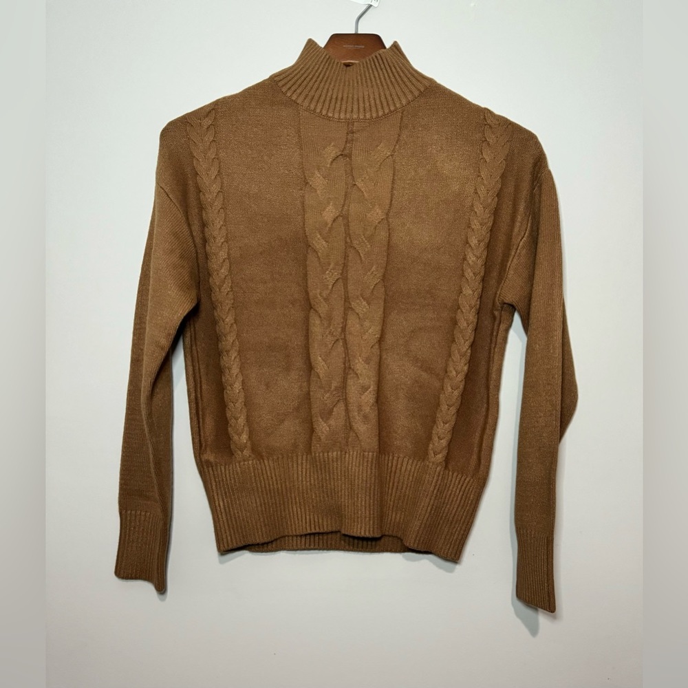 Truth Sweater Women Mock Neck Sweater Long Sleeve Size M Color Camel